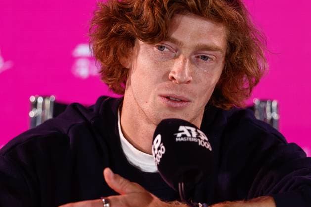May 3, 2024, Madrid, Madrid, SPAIN: Andrey Rublev of Russia attends the media during his press conference, PK, Pressekonferenz during the Masters 1000 and WTA, Tennis Damen 1000, tournament celebrated at Caja Magica on May 03, 2024 in Madrid, Spain. Madrid SPAIN - ZUMAa181 20240503_zaa_a181_107 Copyright: xIrinaxR.xHipolitox