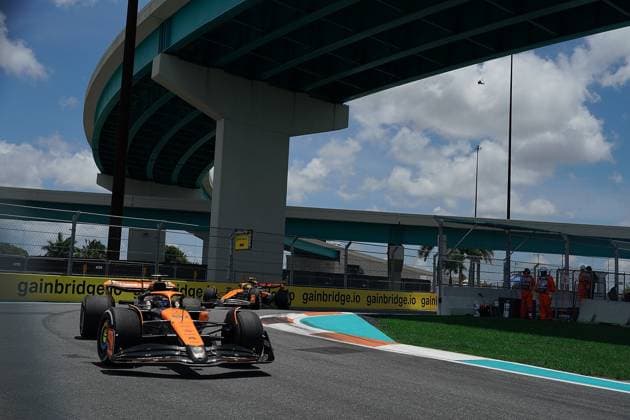 Formula 1 Crypto com Miami Grand Prix 03 05 2024, Miami International Autodrome, Miami, Formula 1 Crypto com Miami Grand Prix,in the picture Oscar Piastri AUS , McLaren F1 Team, Lando Norris GBR , McLaren F1 Team nordphotoxGmbHx xBratic nph00250