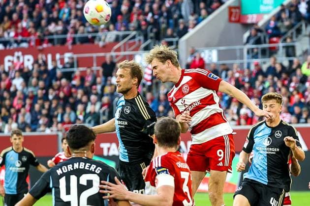 Vincent Vermeij Fortuna Duesseldorf, 09 at header, GER, Fortuna Duesseldorf vs 1 FC Nuernberg, Football, 2 Bundesliga, Matchday 32, Season 2023 2024, 03 05 2024 DFL REGULATIONS PROHIBIT ANY USE OF PHOTOGRAPHS AS IMAGE SEQUENCES AND OR QUASI VIDEO GER, Fortuna Duesseldorf vs 1 FC Nuernberg, Football, 2 Bundesliga, Matchday 32, Season 2023 2024, 03 05 2024 Duesseldorf Copyright: xEibner-Pressefoto JoergxNiebergax EP_JNL