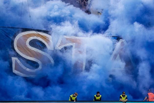 Hamburg, 3 May 2024 Football, 2 Bundesliga 2023 24, Hamburger SV FC St Pauli Stewards are in the smoke DFL REGULATIONS PROHIBIT ANY USE OF PHOTOGRAPHS AS IMAGE SEQUENCES AND OR QUASI VIDEO