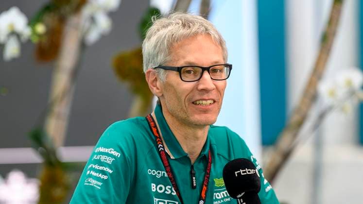 3rd May 2024; Miami International Autodrome, Miami, Florida, USA; Formula 1 Crypto.com Miami Grand Prix 2024; Free Practice Day; Aston Martin Aramco team principal Mike Krack smiles as he speaks to the media.  ActionPlus12637543 DouglasxMurray