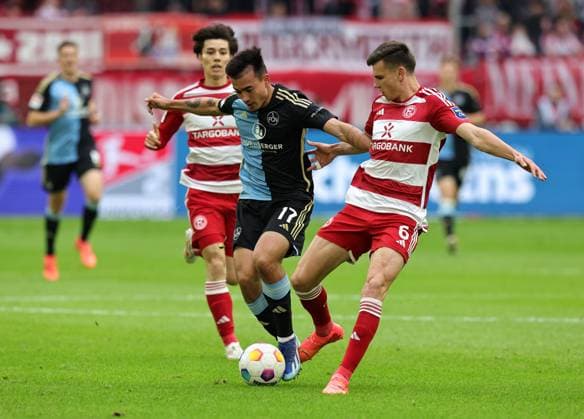 03 05 2024 Soccer Season 2023 2024 2 Soccer Bundesliga 32 Matchday Fortuna Düsseldorf 95 F95 1 FC Nuremberg FCN Club Sportfoto Zink DaMa xdaxmax DFL regulations prohibit any use of photographs as image sequences and or quasi video only for editorial use Ao Tanaka 4, Fortuna Düsseldorf F95 Jens Castrop 17, 1 FC Nuremberg FCN Yannik Engelhardt 6, Fortuna Düsseldorf F95