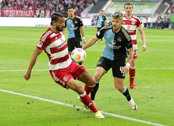 03 05 2024 Soccer Season 2023 2024 2 Soccer Bundesliga 32 Matchday Fortuna Düsseldorf 95 F95 1 FC Nuremberg FCN Club Sportfoto Zink DaMa xdaxmax DFL regulations prohibit any use of photographs as image sequences and or quasi video only for editorial use Emmanuel Iyoha 19, Fortuna Düsseldorf F95 Jannik Hofmann 43, 1 FC Nuremberg FCN