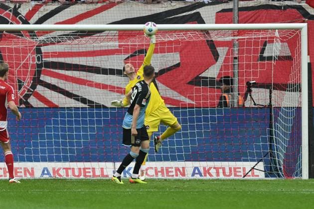 Goalkeeper Carl Klaus 1 FC Nuernberg in action 03 05 2024, Soccer 2 Bundesliga, Matchday 32, Season 2023 2024 Fortuna Düsseldorf 1 FC Nürnberg 3 1 Düsseldorf Nordrhein Westfalen Germany Team2