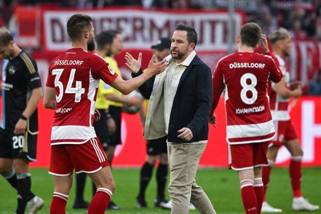 Christian Weber Sports Director Fortuna Düsseldorf with Nicolas Gavory Fortuna Duesseldorf 03 05 2024, Soccer 2 Bundesliga, 32 Matchday, Season 2023 2024 Fortuna Düsseldorf 1 FC Nürnberg 3 1 Düsseldorf North Rhine-Westphalia Germany Team2