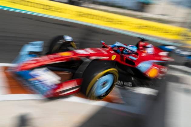 Monaco s Formula One driver Charles Leclerc of Scuderia Ferrari participates in sprint qualifying during the Formula One Miami Grand Prix at the Miami International Autodrome in Miami Gardens, Florida on Friday, May 3, 2024  MIA202405034 GREGxNASH