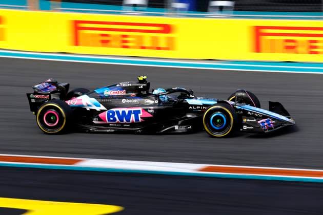 MIAMI GARDENS, FL - MAY 03: BWT Alpine F1 Team driver Pierre Gasly 10 of France races into turn 8 during practice for the F1 Crypto.com Miami Grand Prix on May 3, 2024 at Miami International Autodrome in Miami Gardens, FL. (Photo by Jeff Robinson Icon Sportswire) AUTO: MAY 03 F1 Crypto.com Miami Grand Prix EDITORIAL USE ONLY Icon24050347631
