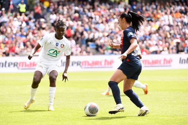 Sakina KARCHAOUI (PSG) lors de la finale de la Coupe de France FÃ minine 2024 opposant le Paris Saint Germain au FC Fleury 91 au Stade de la Mosson, a Montpellier le 4 mai 2024. FOOTBALL : PSG vs. FC Fleury 91 - Finale Coupe de France Feminine - 04 05 2024 ValentinaClaret Panoramic 