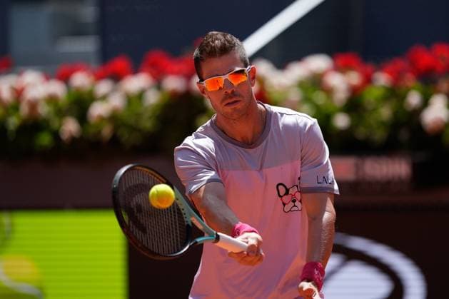 May 4, 2024, Madrid, Madrid, SPAIN: Sebastian Korda of United States and Jordan Thompson of Australia play doubles against Ariel Behar of Uruguay and Adam Pavlasek of Czech Republic during the Final of the Mutua Madrid Open 2024, ATP, Tennis Herren Masters 1000 and WTA, Tennis Damen 1000, tournament celebrated at Caja Magica on Mayo 04, 2024 in Madrid, Spain. Madrid SPAIN - ZUMAa181 20240504_zaa_a181_049 Copyright: xOscarxJ.xBarrosox