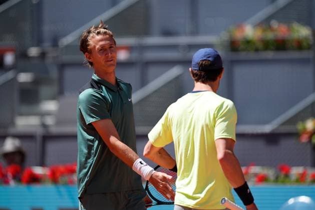 May 4, 2024, Madrid, Madrid, SPAIN: Ariel Behar of Uruguay and Adam Pavlasek of Czech Republic play doubles against Sebastian Korda of United States and Jordan Thompson of Australia during the Final of the Mutua Madrid Open 2024, ATP, Tennis Herren Masters 1000 and WTA, Tennis Damen 1000, tournament celebrated at Caja Magica on Mayo 04, 2024 in Madrid, Spain. Madrid SPAIN - ZUMAa181 20240504_zaa_a181_058 Copyright: xOscarxJ.xBarrosox