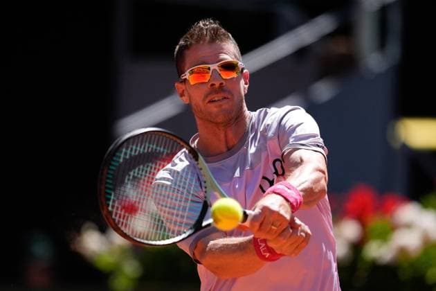 May 4, 2024, Madrid, Madrid, SPAIN: Sebastian Korda of United States and Jordan Thompson of Australia play doubles against Ariel Behar of Uruguay and Adam Pavlasek of Czech Republic during the Final of the Mutua Madrid Open 2024, ATP, Tennis Herren Masters 1000 and WTA, Tennis Damen 1000, tournament celebrated at Caja Magica on Mayo 04, 2024 in Madrid, Spain. Madrid SPAIN - ZUMAa181 20240504_zaa_a181_065 Copyright: xOscarxJ.xBarrosox