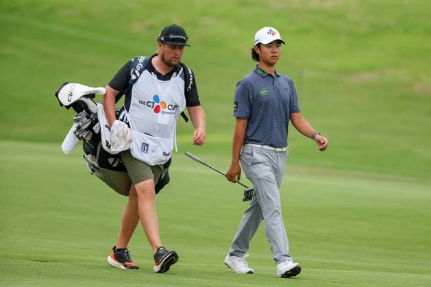 MCKINNEY, TX - MAY 04: Kris Kim (a) (ENG) walks up the 10th fairway during the third round of the PGA, Golf Herren CJ CUP Byron Nelson on May 4, 2024, at TPC Craig Ranch in McKinney, TX. (Photo by David Buono Icon Sportswire) GOLF: MAY 04 PGA CJ CUP Byron Nelson EDITORIAL USE ONLY Icon240504073
