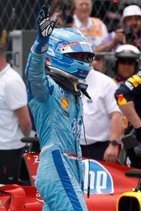 MIAMI GARDENS, FL - MAY 04: Scuderia Ferrari driver Charles Leclerc 16 of Monaco waves to the crowd after the running of the F1 Sprint Race on May 4, 2024 at the Miami International Autodrome in Miami Gardens, FL. (Photo by Jeff Robinson Icon Sportswire) AUTO: MAY 04 F1 Crypto.com Miami Grand Prix EDITORIAL USE ONLY Icon24050419601