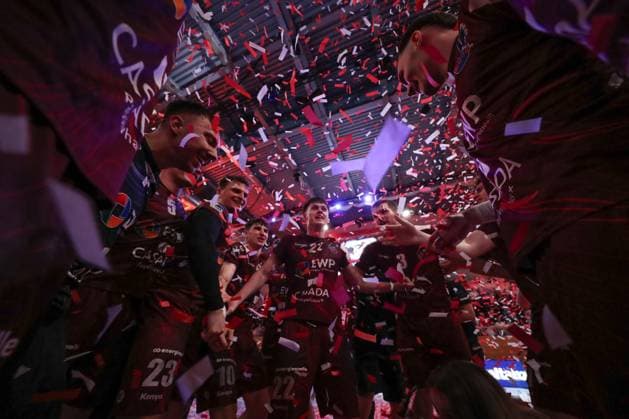 04 05 2024, xtgx, Handball 2 Handballbundesliga, 1 VfL Potsdam TV Grosswallstadt emspor, v l Potsdam Jubel, Torjubel, jubelt ueber das Tor, celebrate the goal, celebration, Steiegen in die 1 Handball Bundesliga auf Potsdam