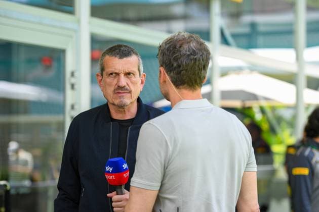 Formula 1 GP Miami USA 04 05 2024 Günther Steiner in conversation with Sky presenter Peter Hardenacke Formula 1 GP Miami USA 04 05 2024 Copyright: xBEAUTIFULxSPORTS Erlhofx