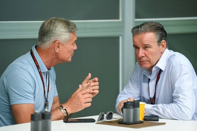 Formula 1 GP Miami USA 04 05 2024 David Coulthard in conversation with Raymond Vermeulen Formula 1 GP Miami USA 04 05 2024 Copyright: xBEAUTIFULxSPORTS Erlhofx