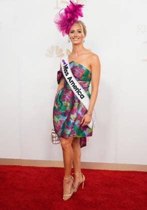 LOUISVILLE, KY - MAY 04: Miss America Madison Marsh walks the red carpet before the 150th running of the Kentucky Derby on May 4, 2024, at Churchill Downs in Louisville, Ky. (Photo by Jeff Moreland Icon Sportswire) HORSE RACING: MAY 04 Kentucky Derby EDITORIAL USE ONLY Icon168240504018