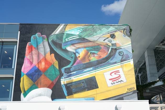 04 05 2024, Miami International Autodrome, Miami, Formula 1 Crypto com Miami Grand Prix,in picture The mural by artist Eduardo Kobra celebrates three-time Formula 1 world champion Ayrton Senna from Brazil on the occasion of the 30th anniversary of his death Defodi 506 20240504 hbr 5922 Defodi-506
