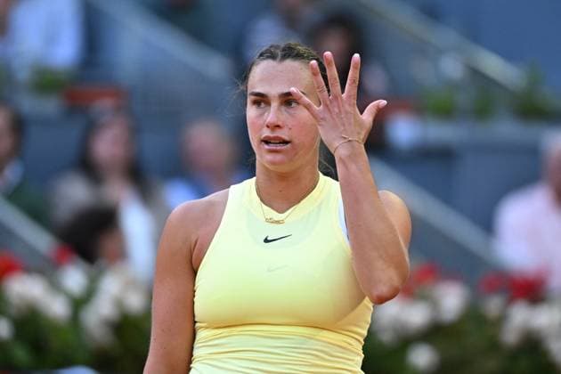 Iga Swiatek Wins Mutua Open Final - Madrid Arena Sabalenka (RUS) during the women final match at the Mutua Madrid Open in Madrid , Spain, on May, 4, 2024. Photo by Corinne Dubreuil ABACAPRESS.COM Madrid Spain  Copyright: xDubreuilxCorinne ABACAx