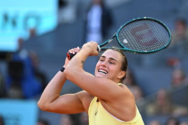 Iga Swiatek Wins Mutua Open Final - Madrid Arena Sabalenka (RUS) during the women final match at the Mutua Madrid Open in Madrid , Spain, on May, 4, 2024. Photo by Corinne Dubreuil ABACAPRESS.COM Madrid Spain  Copyright: xDubreuilxCorinne ABACAx