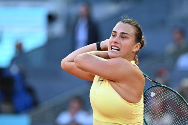 Iga Swiatek Wins Mutua Open Final - Madrid Arena Sabalenka (RUS) during the women final match at the Mutua Madrid Open in Madrid , Spain, on May, 4, 2024. Photo by Corinne Dubreuil ABACAPRESS.COM Madrid Spain  Copyright: xDubreuilxCorinne ABACAx