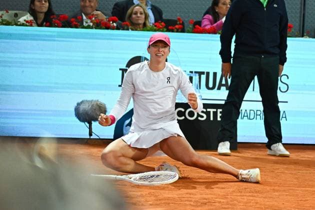 Iga Swiatek Wins Mutua Open Final - Madrid Iga Swiatek (POL) during thewomen final match at the Mutua Madrid Open in Madrid , Spain, on May, 4, 2024. Photo by Corinne Dubreuil ABACAPRESS.COM Madrid Spain  Copyright: xDubreuilxCorinne ABACAx