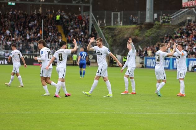 05 05 2024, Soccer, Men, 2 Bundesliga, Season 2023 2024, SV 07 Elversberg Hertha BSC Berlin, Goal celebration to 1 0, Goalscorer Luca Schnellbacher SV 07 Elversberg Elversberg Ursapharm Arena an der Kaiserlinde Saarland Germany EN