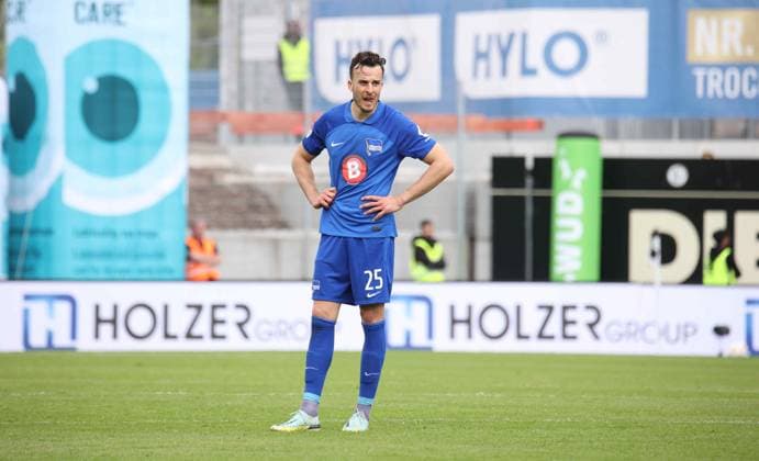05 05 2024, Football, Men, 2 Bundesliga, Season 2023 2024, SV 07 Elversberg Hertha BSC Berlin, Haris Tabakovic Hertha BSC disappoints Elversberg Ursapharm Arena an der Kaiserlinde Saarland Germany DE