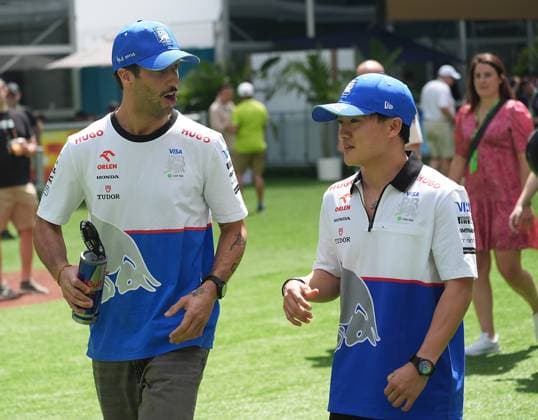 Formula 1 Crypto com Miami Grand Prix 05 05 2024, Miami International Autodrome, Miami, Formula 1 Crypto com Miami Grand Prix,pictured Daniel Ricciardo AUS , Visa Cash App RB Formula One Team, Yuki Tsunoda JPN , Visa Cash App RB Formula One Team nordphotoxGmbHx xBratic nph00250
