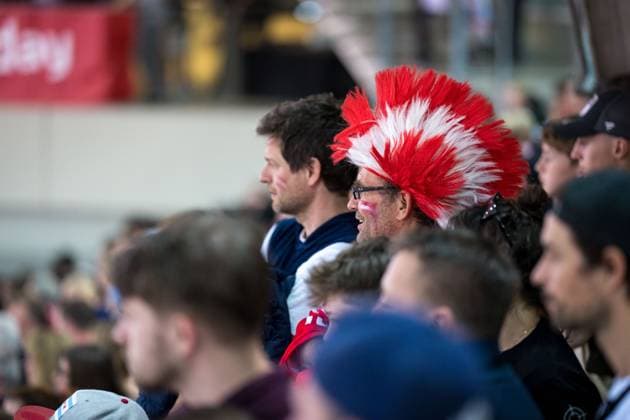 Ice hockey, Eishockey - AUT vs CAN, test match VIENNA,AUSTRIA,05.MAY.24 - ICE HOCKEY - OEEHV international test match, men, Austria vs Canada. Image shows fans.  GEPAxpictures xEdgarxEisner