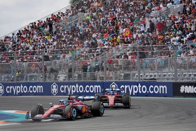 05 05 2024, Miami International Autodrome, Miami, Formula 1 Crypto com Miami Grand Prix,in the picture Charles Leclerc MCO , Scuderia Ferrari HP, Carlos Sainz Jr ESP , Scuderia Ferrari HP Defodi 506 20240505 hbr 3776 Defodi-506
