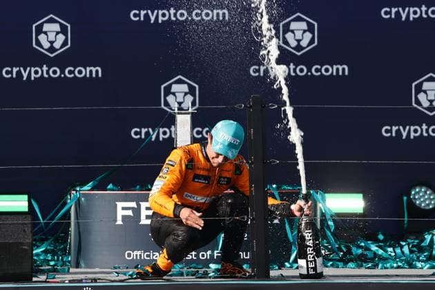 F1 Miami Grand Prix 2024 Lando Norris of McLaren at the podium after the Formula 1 Miami Grand Prix at Miami International Autodrome in Miami, United States on May 5, 2024. Miami United States  Copyright: xJakubxPorzyckix originalFilename:porzycki-f1miamig240505_npn1l.jpg