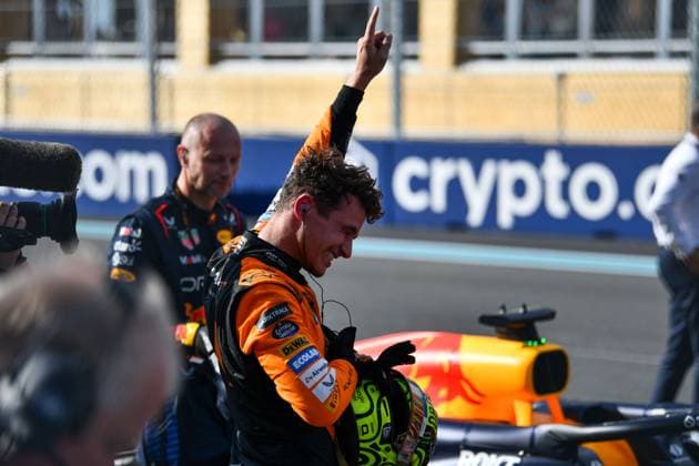May 5, 2024, Miami, Mezzolombardo, United States: British driver LANDO NORRIS (McLaren F1 Team) celebrates after winning the 2024 FIA Formula 1 Miami Grand Prix at Miami International Autodrome in Miami, United States. Miami United States - ZUMAf150 20240505_zsp_f150_028 Copyright: xDaisyxFacinellix