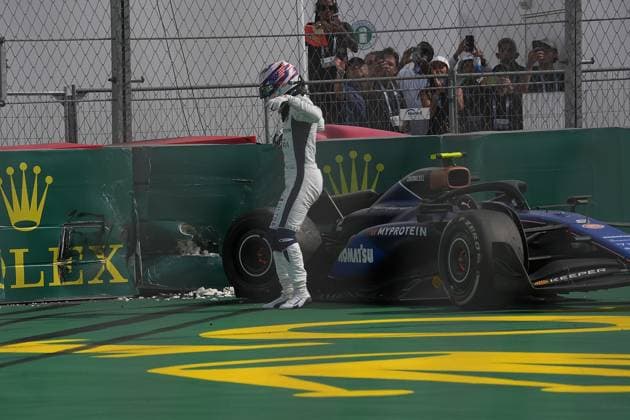 05 05 2024, Miami International Autodrome, Miami, Formula 1 Crypto com Miami Grand Prix,in the picture Kevin Magnussen DNK , Haas F1 Team and Logan Sargeant USA , Williams Racing touch each other, Logan Sargeant USA , Williams Racing has to give up the race Defodi 506 20240505 hbr 5260 Defodi-506