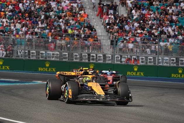 05 05 2024, Miami International Autodrome, Miami, Formula 1 Crypto com Miami Grand Prix,pictured Lando Norris GBR , McLaren F1 Team, Max Verstappen NLD , Oracle Red Bull Racing, Charles Leclerc MCO , Scuderia Ferrari HP Defodi 506 20240505 hbr 5642 Defodi-506