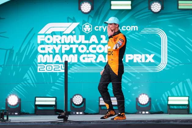 NORRIS Lando (gbr), McLaren F1 Team MCL38, portrait podium during the Formula 1 Crypto.com Miami Grand Prix 2024, 6th round of the 2024 Formula One World Championship, WM, Weltmeisterschaft from May 3 to 5, 2024 on the Miami International Autodrome, in Miami, United States of America - F1 - MIAMI GRAND PRIX 2024 DPPI Panoramic  240505_R06_MIAMI_DP_AV3_1088