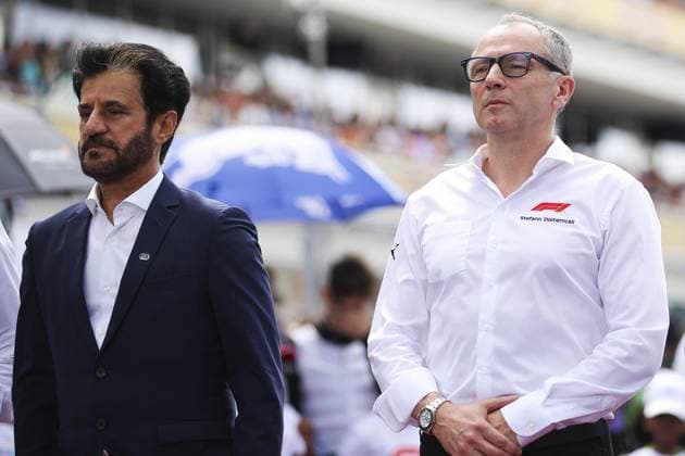 BEN SULAYEM Mohammed (uae), President of the FIA, portrait and DOMENICALI Stefano (ita), Chairman and CEO Formula One Group FOG, portrait during the Formula 1 Crypto.com Miami Grand Prix 2024, 6th round of the 2024 Formula One World Championship, WM, Weltmeisterschaft from May 3 to 5, 2024 on the Miami International Autodrome, in Miami, United States of America - F1 - MIAMI GRAND PRIX 2024 DPPI Panoramic  240505_R06_MIAMI_DP_EA010133