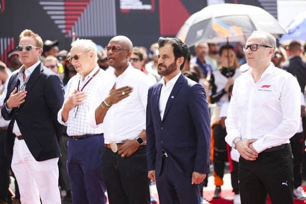 BEN SULAYEM Mohammed (uae), President of the FIA, portrait and DOMENICALI Stefano (ita), Chairman and CEO Formula One Group FOG, portrait during the Formula 1 Crypto.com Miami Grand Prix 2024, 6th round of the 2024 Formula One World Championship, WM, Weltmeisterschaft from May 3 to 5, 2024 on the Miami International Autodrome, in Miami, United States of America - F1 - MIAMI GRAND PRIX 2024 DPPI Panoramic  240505_R06_MIAMI_DP_EA010338