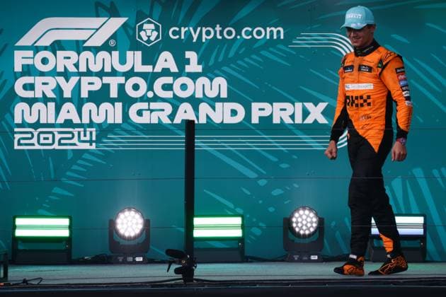 F1 Miami Grand Prix 2024 Lando Norris of McLaren at the podium after the Formula 1 Miami Grand Prix at Miami International Autodrome in Miami, United States on May 5, 2024. Miami United States  Copyright: xJakubxPorzyckix originalFilename:porzycki-f1miamig240505_npynH.jpg