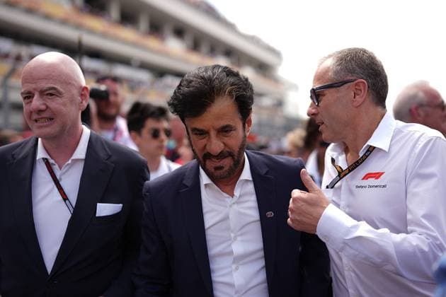05 05 2024, Miami International Autodrome, Miami, Formula 1 Crypto com Miami Grand Prix,in the picture FIFA President Giovanni Infantino, FIA President Mohammed bin Sulayem, Formula 1 boss Stefano Domenicali Defodi 506 20240505 hbr 2697 Defodi-506
