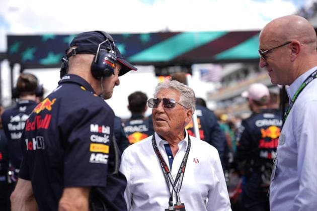 Formula 1 Crypto com Miami Grand Prix 05 05 2024, Miami International Autodrome, Miami, Formula 1 Crypto com Miami Grand Prix,pictured Technical Director Adrian Newey with Mario Andretti nordphotoxGmbHx xBratic nph00250