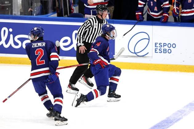 ** 5th of May 2024 Espoo, Finland: IIHF U18 Ice hockey, Eishockey World Championship, WM, Weltmeisterschaft match USA vs Canada. Photo by Tomi Natri All Over Press