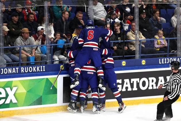 ** 5th of May 2024 Espoo, Finland: IIHF U18 Ice hockey, Eishockey World Championship, WM, Weltmeisterschaft match USA vs Canada. Photo by Tomi Natri All Over Press