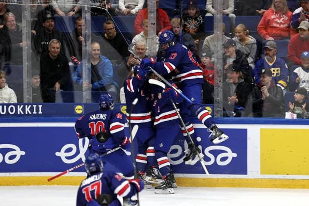 ** 5th of May 2024 Espoo, Finland: IIHF U18 Ice hockey, Eishockey World Championship, WM, Weltmeisterschaft match USA vs Canada. Photo by Tomi Natri All Over Press