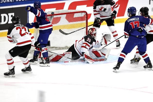 ** 5th of May 2024 Espoo, Finland: IIHF U18 Ice hockey, Eishockey World Championship, WM, Weltmeisterschaft match USA vs Canada. Photo by Tomi Natri All Over Press