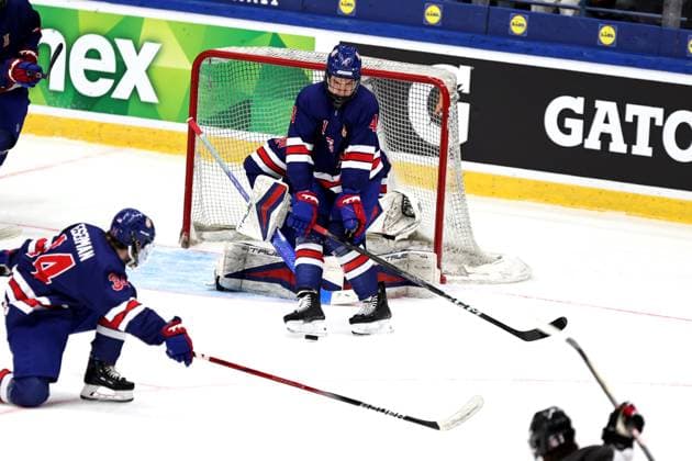 ** 5th of May 2024 Espoo, Finland: IIHF U18 Ice hockey, Eishockey World Championship, WM, Weltmeisterschaft match USA vs Canada. Photo by Tomi Natri All Over Press