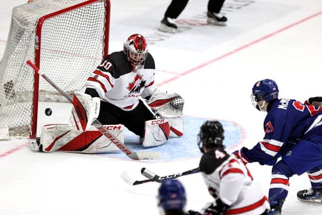 ** 5th of May 2024 Espoo, Finland: IIHF U18 Ice hockey, Eishockey World Championship, WM, Weltmeisterschaft match USA vs Canada. Photo by Tomi Natri All Over Press