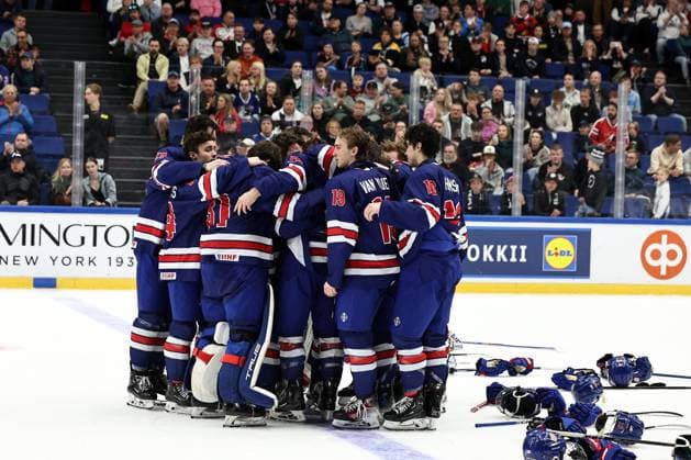 ** 5th of May 2024 Espoo, Finland: IIHF U18 Ice hockey, Eishockey World Championship, WM, Weltmeisterschaft match USA vs Canada. Photo by Tomi Natri All Over Press