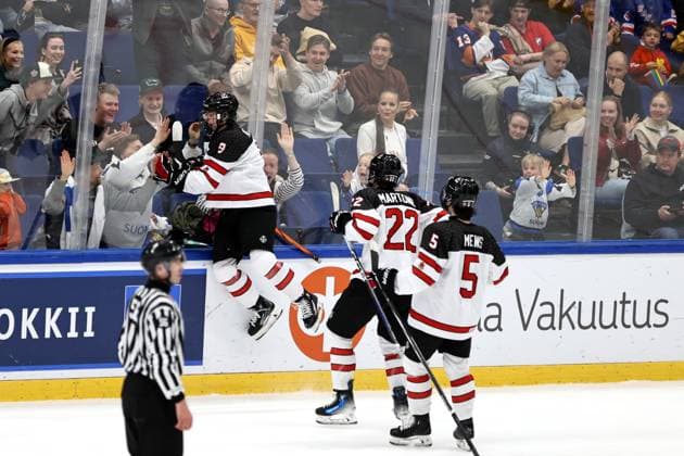** 5th of May 2024 Espoo, Finland: IIHF U18 Ice hockey, Eishockey World Championship, WM, Weltmeisterschaft match USA vs Canada. Photo by Tomi Natri All Over Press