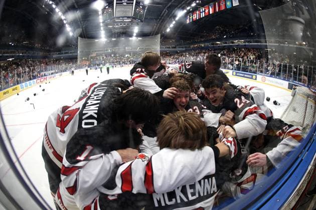 ** 5th of May 2024 Espoo, Finland: IIHF U18 Ice hockey, Eishockey World Championship, WM, Weltmeisterschaft match USA vs Canada. Photo by Tomi Natri All Over Press